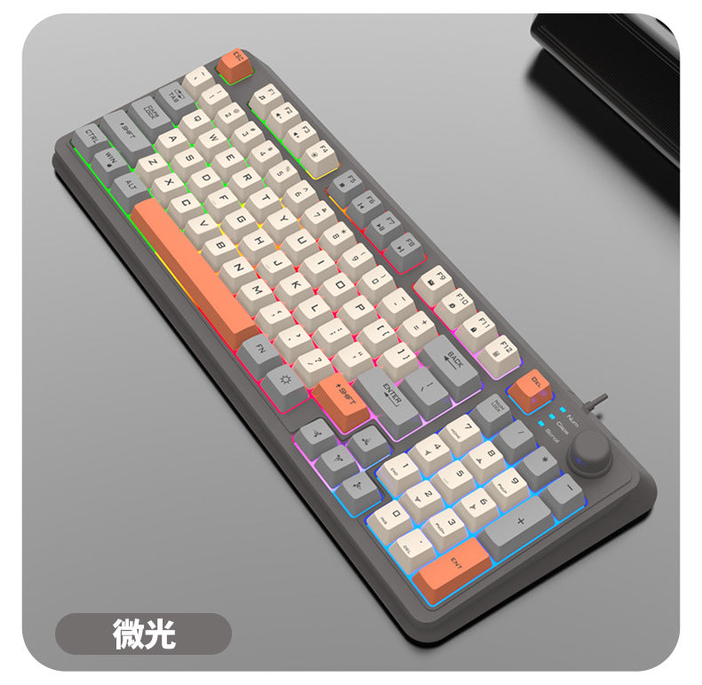 Dazzling silver fox k820 wired gaming keyboard and mouse combo - knob, mechanical feel, for office, desktop, and laptop use