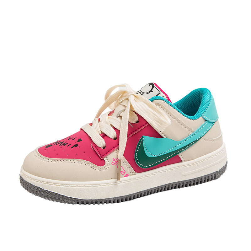 Big stupid bear girls mandarin duck board shoes 2025 autumn new children's trendy brand sports shoes boys Korean board casual shoes