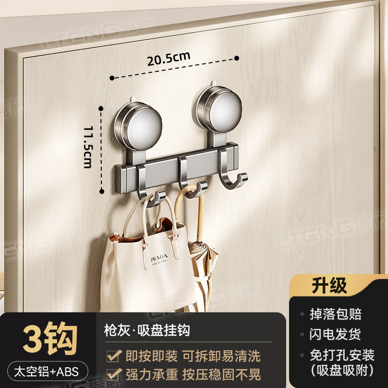 Strong vacuum suction cup, hook rack, no punching, strong load-bearing door, rear wall-mounted row hook, hanger storage