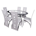 Customizable home dining table and chair set - minimalist clear glass table with backrest chairs - modern restaurant style, export quality, complete dining set