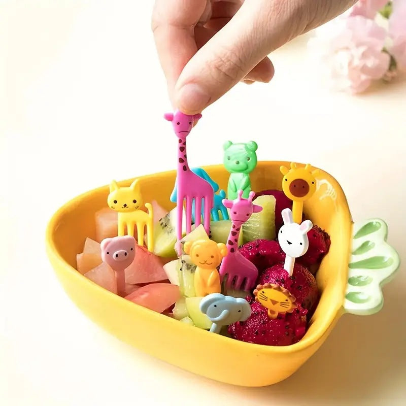 cartoon fruit fork set - cute animal creative fruit picks, bento fruit forks, dessert forks - wholesale
