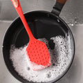 Silicone brush is soft and does not scratch the pot. silicone all-in-one long handle brush. pot washing brush. kitchen decontamination cleaning brush