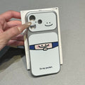 Suitable for apple 17promax soft shell bag smiley face couple cartoon simple english iphone18 anti-fall mobile phone case