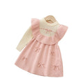 fall/winter new collection: girls' bowknot knit maxi dress - kids' sweater dress