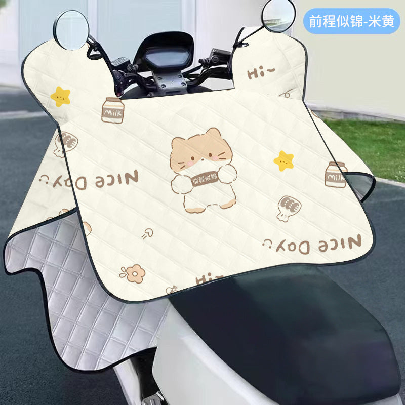 Electric vehicle windshield cover - rainproof, sunproof, windproof, sunshade - thin, waterproof cape style for electric bikes and motorcycles