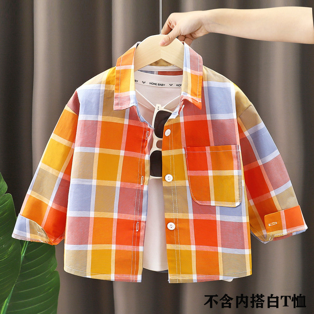 Kids' shirts: new  styles for boys - stylish cotton plaid shirts for spring and autumn. fashionable turn-down collar cardigans for toddlers and young children
