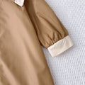 Fashion style children's clothing girl spring & fallnew arrival double pointed collar contrast color large lapel retrocasualloose windbreaker long skirt