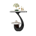 Accessible luxury modern slate side table small coffee table living room balcony double-layer round table sofa corner table side cabinet entrance storage rack