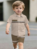 hot-selling children's short-sleeved shirt set, casual shirt set, summer simple stripes, dropshipping available