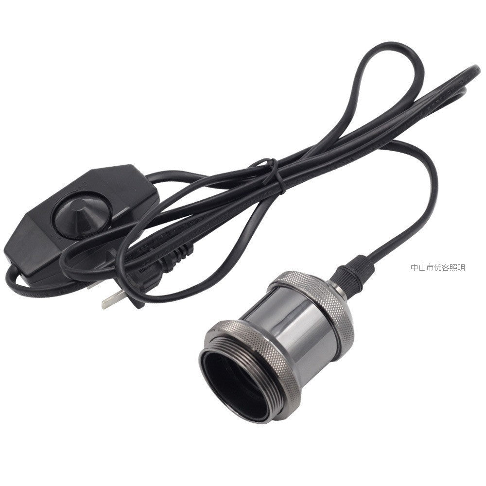 [Edison retro chandelier lamp head] Metal accessories dimming switch wire lamp holder E27 screw aluminum lamp head wire