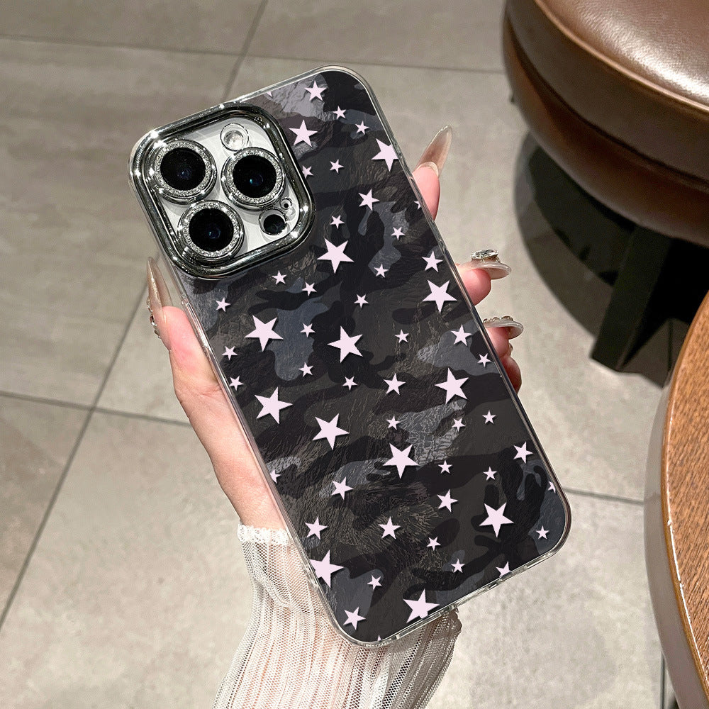 Full screen pink star hole vortex suitable for apple 17 mobile phone case iphone14promax glitter hard case 16