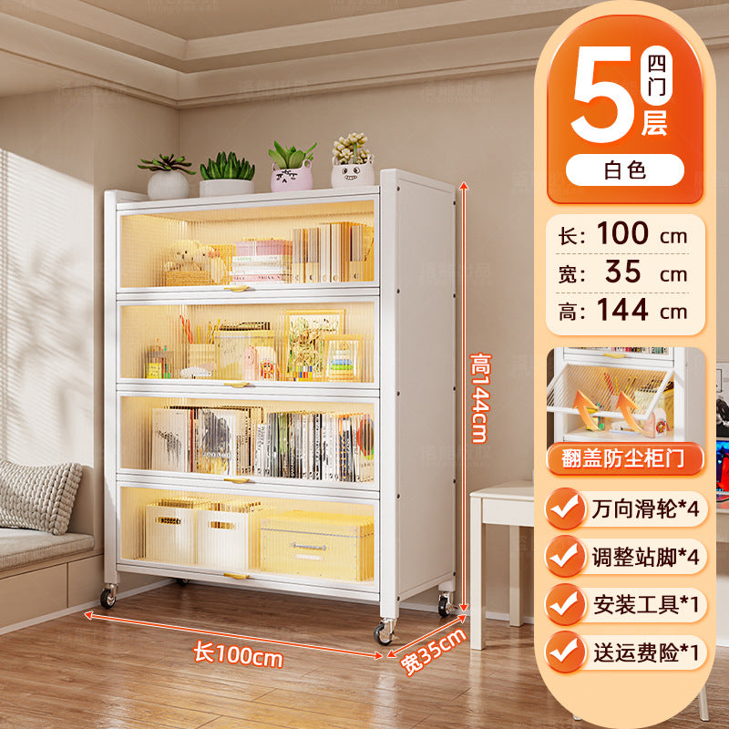 Steel dust-proof bookcase crevice bookshelf living room vertical cabinet with door locker bedroom narrow cabinet floor storage cabinet
