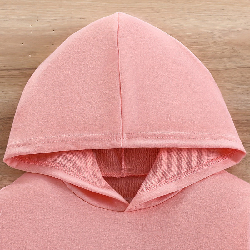 girls' hooded sweatshirt set - pink korean style cat print patterned pants long sleeve kids two-piece outfit
