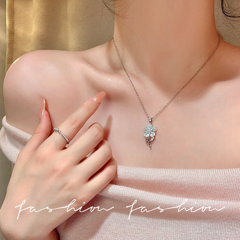 Fashion tulip flower accessories necklace sweet style small fresh flower pendant eleganteasiest for match clavicle chain necklace