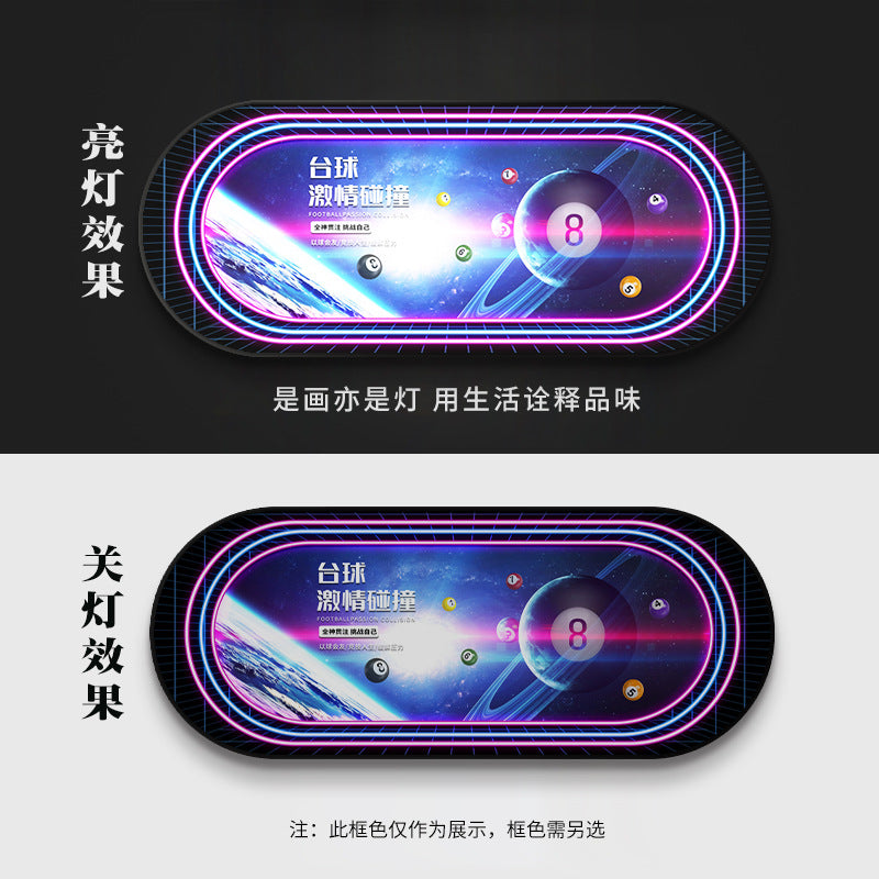 Billiards hall decorative painting black eight ball wall luminous hanging painting chess and card billiard room club bar led star light
