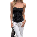 European and american export women's clothing  summer new arrivals: solid color fashion ruched bandeau backless sexy hot girl tops wholesale