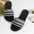 2025 new export summer women's slippers - fashionable, casual, comfortable, flat, ethnic style, one-strap woven design