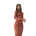 Fashion style tight mid-length dress round neck short sleeve long sleevesprinting hip pullover dressfashionelegant
