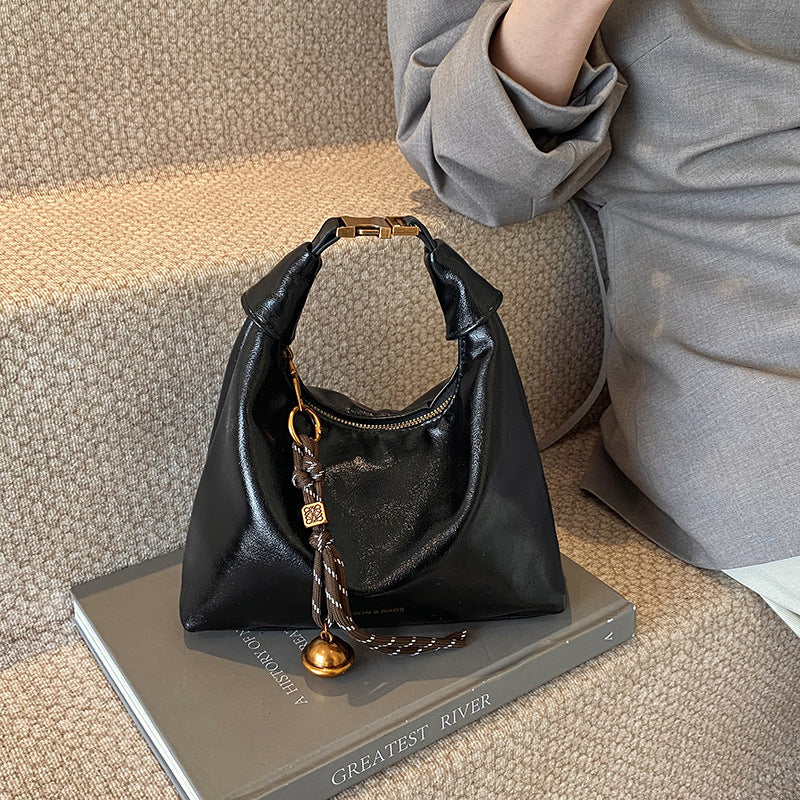 Retro hand bag women's 2025 new autumn fashion soft leather dumpling bag high-grade texture shoulder messenger bag