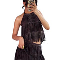 Niche designer new arrivalhalter butterfly strap backlesssilm tassel sexydress