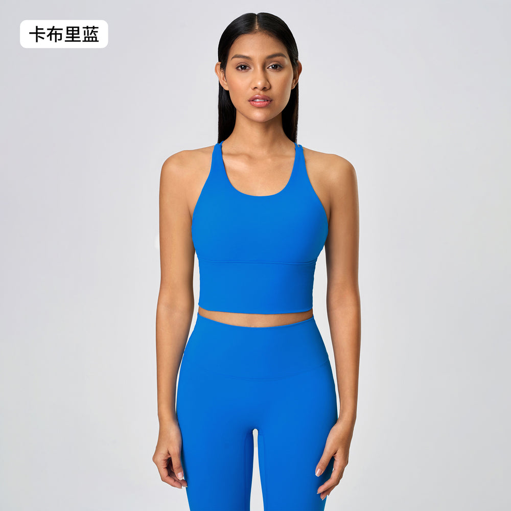 New sports bra - shockproof, sexy open-back, thin strappy tank top - women's yoga bra d19095