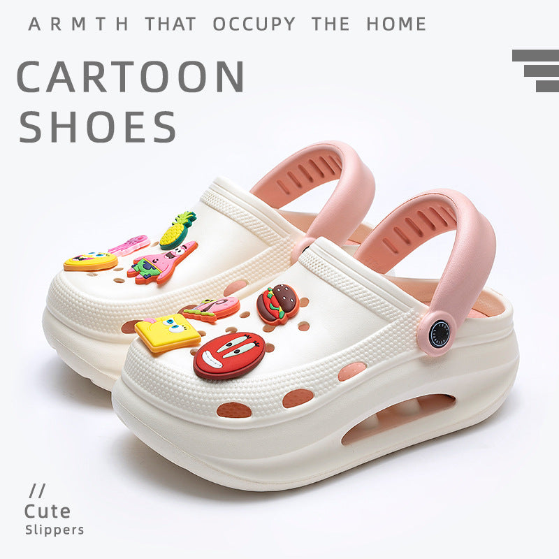 Spongebob squarepants thick sole crocs women's new arrival non-slip beach heightening toe cap sandals slippers women's summeroutwear