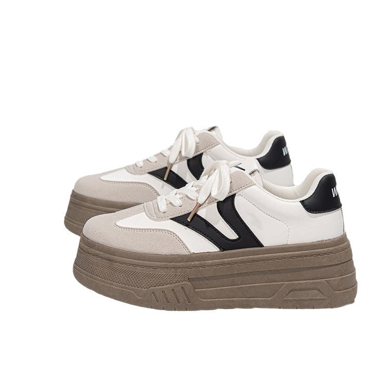 White chunky sole sneakers - women's height increasing white shoes - 2026 spring/summer new arrivals - korean style casual versatile platform sneakers for petite women