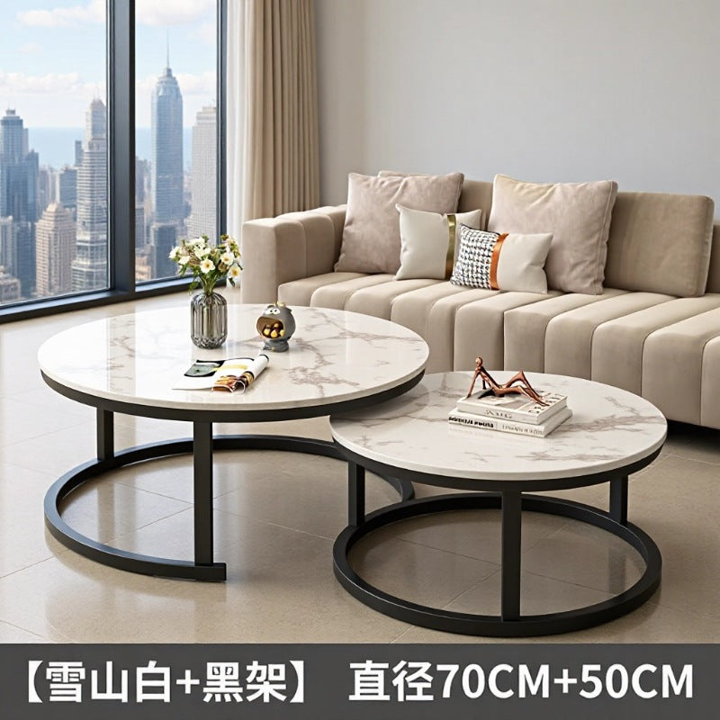 New rock slab nesting coffee table set - modern minimalist luxury living room table for small spaces - trending coffee table