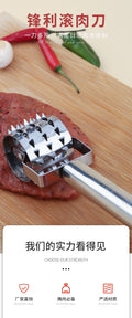 Ready-to-ship stainless steel steak tenderizer for home use - meat needle, rolling steak wheel, kitchen tool