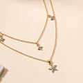 Wholesale alloy star necklace - new european and american minimalist jewelry, diamond-studded, unique floral multi-layered women's choker