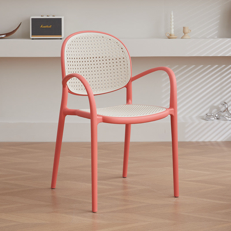 Scandinavian dining chair plastic imitation rattan chair stackable cut out armchair negotiation chair high backrest with accessible luxuryfor home