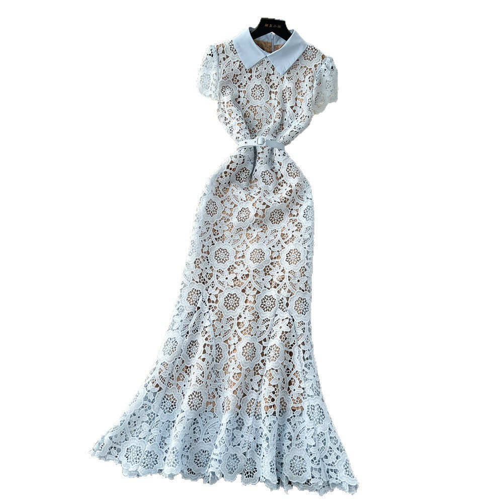 Luxury chic chanel-inspired dress - new autumn collection: french high-end, slimming, hollow-out lace mermaid skirt