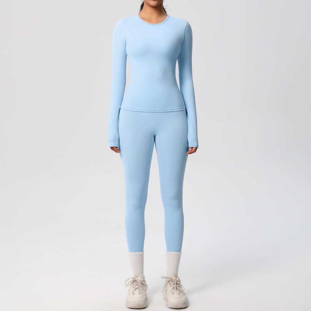 New arrival: european and american style solid color double-sided brushed breathable compression yoga set - 8 piece activewear set for running and fitness