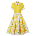 Amazon fashion retro short sleeve printing dress women  summer new arrival silmslimming look skirt