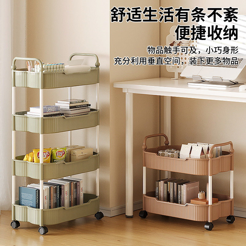 Movable coffee table snack cart cream style living room sofa side table mini bedside storage rack table