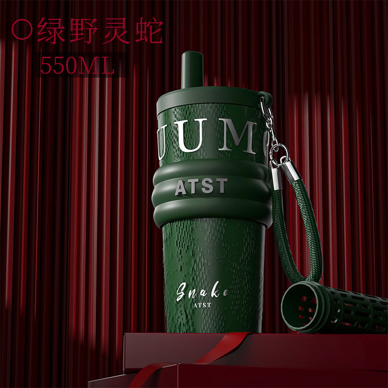 Snake comes and turns accessible luxury high-value convenient 316 stainless steel thermos cup large capacity straw cup for home water cup