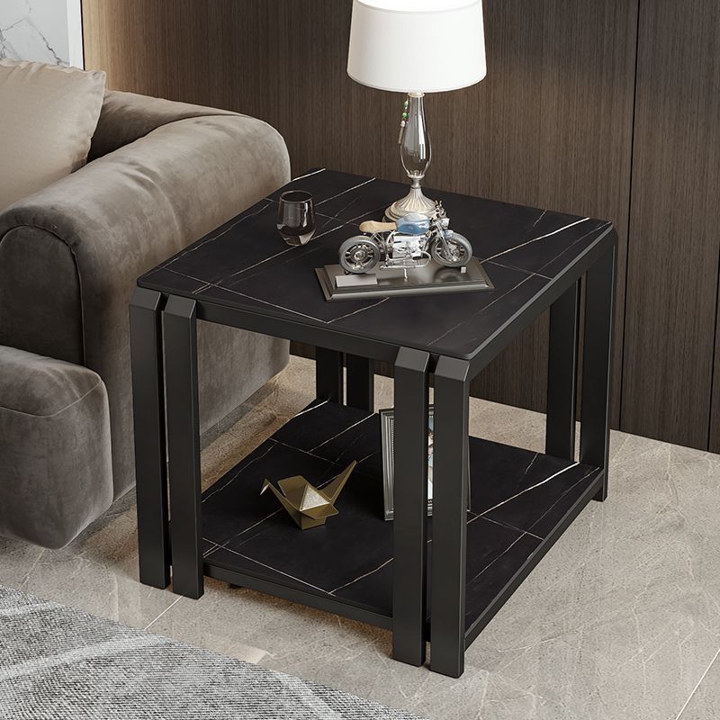 Scandinavian modern accessible luxury style sofa side table casual living room double layer side table italian slate corner table square small coffee table