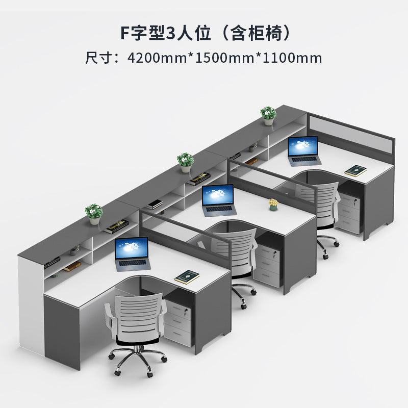 Saint li office desk partition - modern minimalist workstation for 4/6 people - ideal for finance offices - desk and chair combination