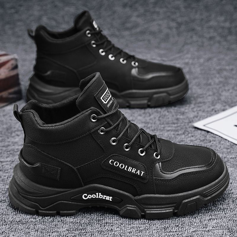 High-top men's boots: 2024 winter new arrivals - workwear style, outdoor hiking, construction site safety, anti-slip, wear-resistant, martin boots