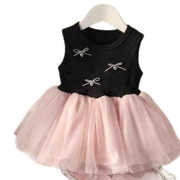 Baby summer romper dress - sweet & fluffy mesh bodysuit dress for baby girls - perfect for full month celebration, 100-day party, first birthday, and summer wear