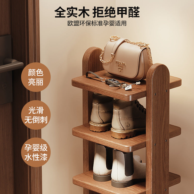 Solid wood shoe rack multi-layer household entrance entrance small narrow shelf 2025 new simple does not occupy an area of shoe cabinet