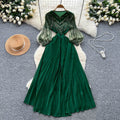 Elegant court-style bubble sleeve dress - women's autumn tassel design, mature and chic, flowy maxi dress