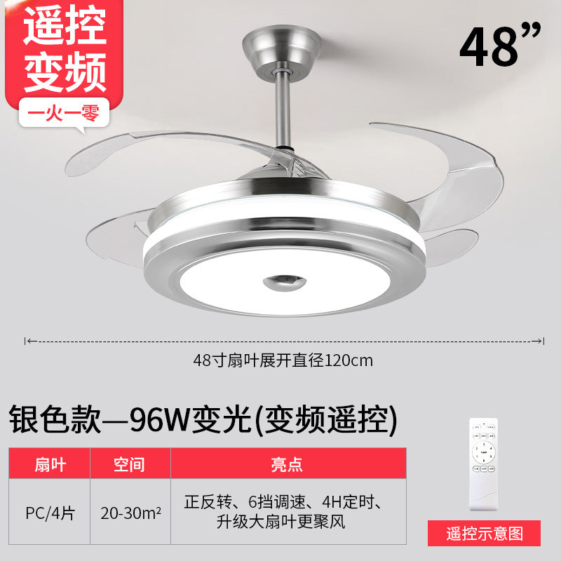 Living Room Invisible Dining Room Household Integrated Fan Light Hall Main Light Ceiling Fan Light Zhongshan Lighting Smart Bedroom Lighting