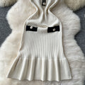 summer women's chic chanel-inspired v-neck knit dress: slimming, figure-hugging, short-sleeve, bodycon fishtail mini dress