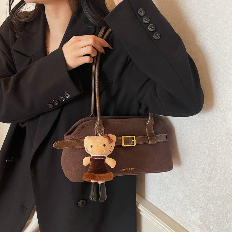 Retro bag for women, large capacity, 2025 new autumn and winter, versatile, fashionable, textured shoulder bag, work clothing, armpit bag