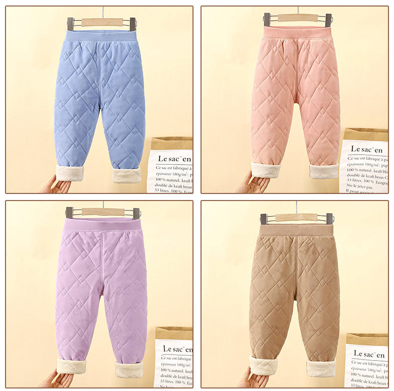 School uniform essential: autumn/winter kids' cotton pants - boys' warm & cold-proof trousers, three-layer fleece-lined & extra thick girls' leggings