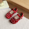 Vancahao girls' french round-toe flats with pearl detail -  spring new collection, soft sole, single strap, flat shoes