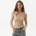fall/winter european and american cross-border women's fashion new round neck sexy see-through long sleeve slim fit base layer top