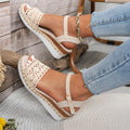 summer new women's wedge heel platform sandals - plus size peep toe wide strap wedge sandals for cross-border e-commerce