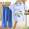 Dxck11 - short sleeve & long pants set - airplane puppy